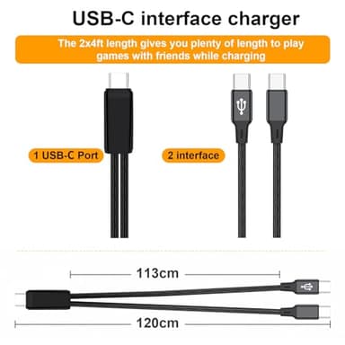 Dual USB-C Charging Cables, 2-Pack 4 ft, 2-in-1 USB C to USB C Cable, Multi Charging for iPhone 15/15 Pro/15 Pro Max/15 Plus, iPad Pro/Air/Mini, Samsung S24/S23/S22/S21, Tab S9, Google, Amazon, Tablet - Image 6
