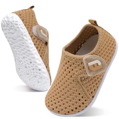 Baby Boys Girls Barefoot Swim Water Shoes Walking Sneakers for Beach Sandals Swim Pool Mesh Brown 18-24 Months Infant - Image 6