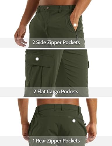 MAGCOMSEN Hiking Shorts for Men with Pockets Cargo Short Summer Long Shorts Athletic Workout Shorts 3/4 Capri Pants Tactical Shorts Green - Image 4