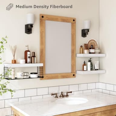 QEEIG Bathroom Shelves Over Toilet - Wall Mounted Floating Shelves Toilet Paper Storage Small Farmhouse Decor Shelf 16 inch Set of 3, White and Black (019-WB3) - Image 5