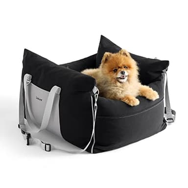 Lesure Small Dog Car Seat for Small Dogs - Waterproof Dog Booster Car Seat with Storage Pockets, Clip-On Safety Leash and Thickened Memory Foam Filling, Pet Carseat Puppy Travel Carrier Bed, Black - Image 1