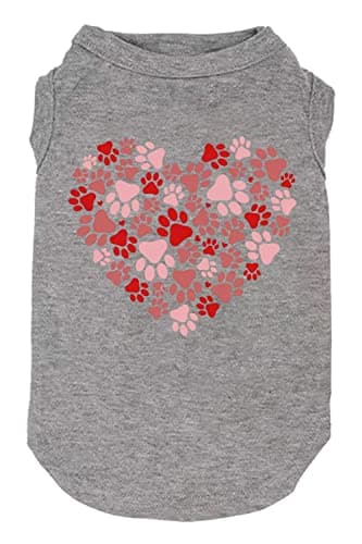 Dog Shirts Hearts Print Funny Graphic Small Large Dog Clothes Puppy Vest Gift for Dog Valentine's Day Apparel (Medium, Q-Grey01) - Image 1