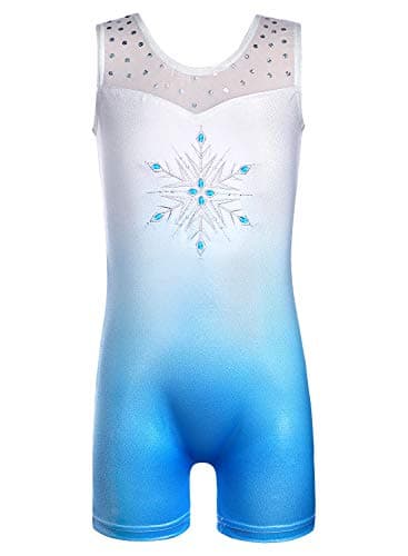 HOZIY Gymnastics Leotards for Toddler Girls 2t 3t Outfits Dance Bodysuits Freeze Snowflake Blue Diamonds Sparkles Biketard Leotard With Shorts - Image 1