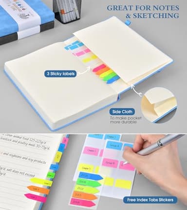 PERCUN B5 Lined Journal Notebook - 365 Page Large Leather Journals for Writing Women Men，Hardcover Notebook with 100Gsm Thick Pages，Daily Diary for Travel, Work，School，College Ruled (7.6" x 10.3") - Image 5