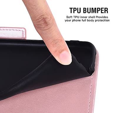 Compatible with LG G7 ThinQ Wallet Case and Tempered Glass Screen Protector Flip Cover Card Holder Cell Phone Cases for LGG7 One G 7 Plus LG7 Fit LG7ThinQ 7G Thin Q G7+ G7thinq LGG7thinq Men Rose Gold - Image 8