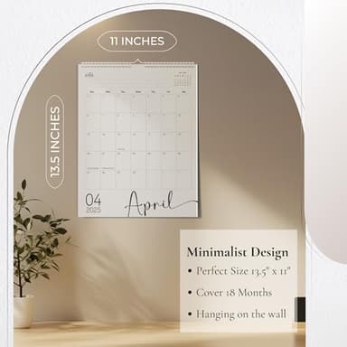 Modern Vertical Wall Calendar 2025-18 Month Calendar January 2025 to June 2026, 11x13.5 Inches Cursive Font Design with Spiral Twin-Wire Binding - Image 2