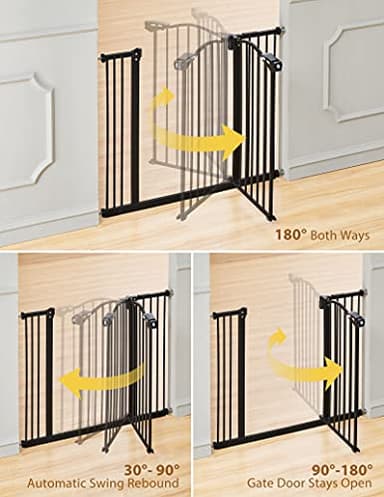 InnoTruth 29-39.6” Baby Gate for Stairs & Doorways, 30" Tall Pressure Mount Pet Gates, Easy Step Auto Close Both Sides Walk Thru Child Gate, Dual-Lock Safety Design and One-Hand Operation, Black - Image 6