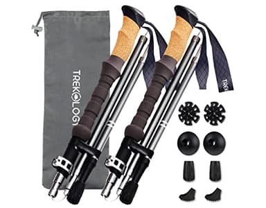 TREKOLOGY Trek-Z Cork Grip Trekking Poles – Lightweight Folding Hiking Poles, Adjustable Height, Compact Travel Design, Aircraft-Grade Aluminum Walking Sticks for Men & Women - Image 1