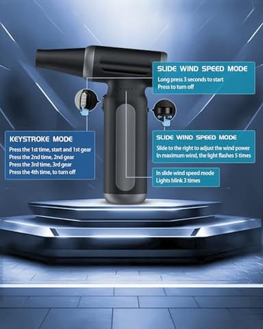 Electric Compressed Air Duster - 33,0000 RPM Rechargeable Cordless Turbo Blower, Portable Air Blower Gun for Cars, PC, Keyboard, Home & Outdoor Dust Cleaning (Replaces Compressed Air Cans) - Image 6