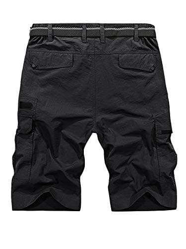 Jessie Kidden Mens Outdoor Casual Expandable Waist Lightweight Water Resistant Quick Dry Fishing Hiking Shorts #6222-Black,32 - Image 2