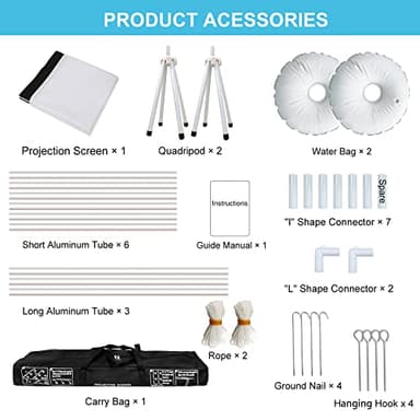 Portable Projector Screen Outdoor Movie: Foldable Rear 4K Projection Screens Stand for Camping Travel Backyard Video 100 inch - Image 6