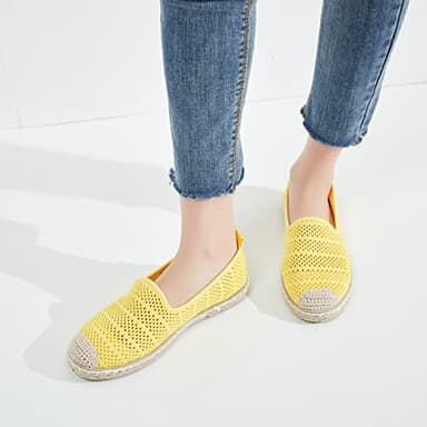 BABUDOG Women's Breathable Mesh Flats Shoes, Soft Loafers Flats, White Slip on Shoes Loafers(Yellow.US8) - Image 8