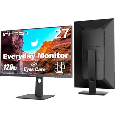 INNOCN 27" Monitor 120Hz FHD 1920 x 1080p IPS PC Computer Desktop Gaming Display Built-in Speaker, Eyes Care, Height/Pivot Adjustable, HDMI, VGA, VESA Mountable - Black, 27D1FR - Image 1