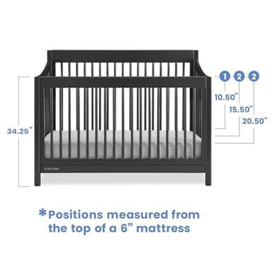 Delta Children Brooks 6-in-1 Convertible Crib - Greenguard Gold Certified, Midnight Grey - Image 5