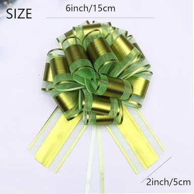 HQJAXJ 6 Pieces Large Pull Bows,Pull Bow for Gifts Wrapping Party Birthday Holiday Gift Boxes Bow Basket Packaging Bows for Valentine's Day Presents Flower Decorations (Fruit green) - Image 2