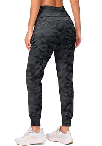 G Gradual Women's Fleece Lined Joggers High Waisted Water Resistant Thermal Winter Sweatpants Running Hiking Pockets(Grey Camo, XS) - Image 3