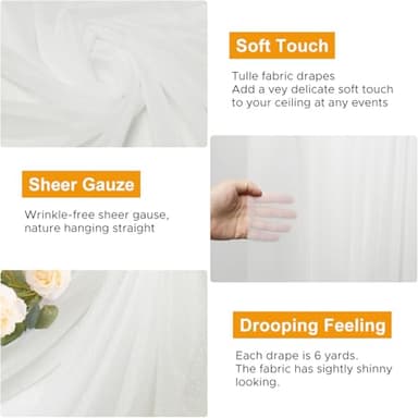 Xiomot Wedding Arch Draping Fabric 1 Panel 28.7" x 20FT Ivory Sheer Chiffon Backdrop Drapes for Wedding Ceremony Birthday Party Bridal Shower Outdoor Decoration - Image 3