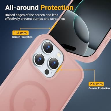 Temdan for iPhone 16 Pro Case [Compatible with MagSafe] [Military-Grade Drop Protection] [Anti-Fingerprint] [Anti-Scratch] Slim Silky-Soft Touch Translucent Matte Case 6.3 inch, Light Pink - Image 4