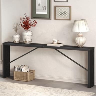 MAHANCRIS Console Table, 78.7" Long Sofa Table Behind Couch, Narrow Entryway Table, Farmhouse Dining Table with Angled Metal Frame, Industrial Console Table for Entryway, Black CTHB20801 - Image 5