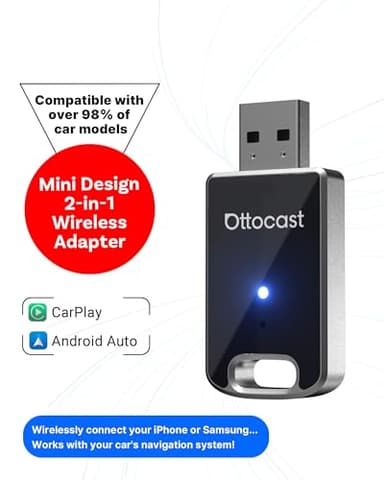 OTTOCAST Mini 2 in 1 Wireless Carplay Adapter & Wireless Android Auto Adapter for Apple iPhone Samsung or Other AndroidPhone, USB Bluetooth Car Accessories for OEM Wired Carplay/Android Auto Cars - Image 7