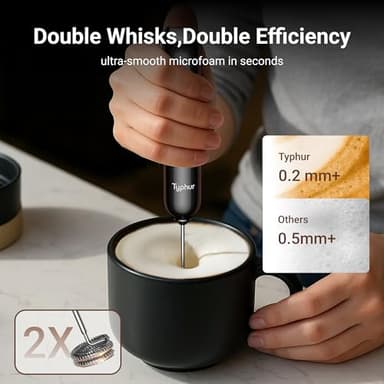 InstaWhisk Milk Frother with Variable Speed, Rechargeable Coffee Frother Wand with Detachable Double Whisk, Drink Mixer Handheld Electric Stirrer for Latte, Cappuccino, Matcha, Almond Milk, Protein - Image 4