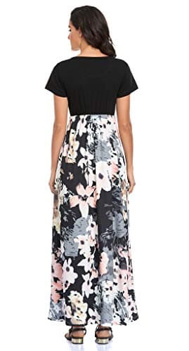 Lacavocor Womens Short Sleeve Maxi Dresses Empire Waist Long Dress, Large, B7 - Image 3