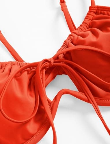ZAFUL Women High Cut Bikini Sets String Sexy Swimsuit Two Piece Underwire Bathing Suit Brazilian Cheeky Cut Out Cute Swimwear Red M - Image 7