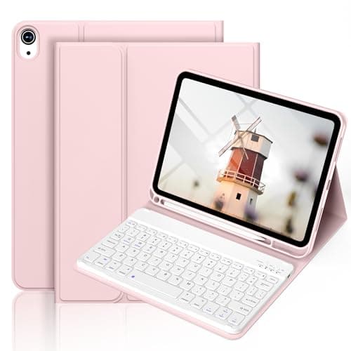 BQDIYOO Case for iPad 11th/10th Generation with Keyboard, 11 inch A16/10.9" iPad 10 Case (2025/2022) with Pencil Holder, Wireless Keyboard and Slim Lightweight Soft Cover Auto Wake/Sleep, Pink - Image 1