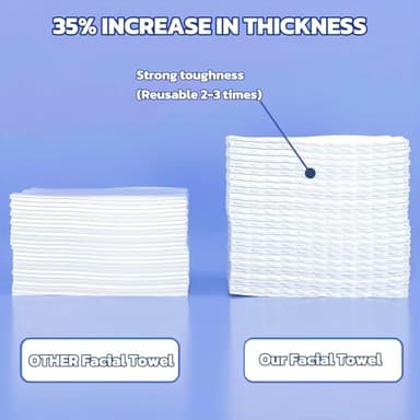 Disposable Face Towel 100 Count, Soft Cotton Clean Skin Face Towels, Dry Wipes Cotton Facial Towels Wash Cloths Tissue Thickened, Disposable Face Towelettes for Cleansing, Makeup Remover and Skincare - Image 7