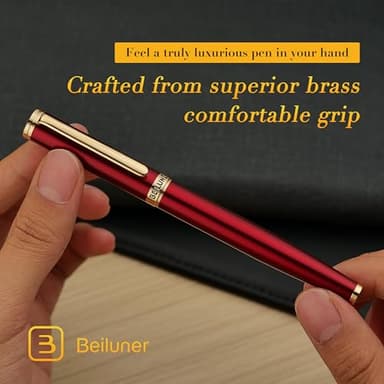 BEILUNER Red Fountain Pen,Stunning Luxury Pens with 24K Gold Finish, Gorgeous 24K Gilded Nib(Fine), Trustworthy Pen Gift for Men&Women -Ink Converter-Elegant,Graduation,Office,Nice Pen for Writing - Image 8