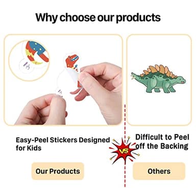 100PCS Dinosaur Stickers, Cute Waterproof Cartoon Stickers for Kids, Teaching Rewards, Dino Party Favourites, Stocking Stuffers for Kids Boys Girls Toddlers Teens - Image 3