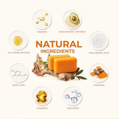 KlearBloom Kojic Acid Soap, Turmeric Soap Bar for Dark Spots Brightening & Moisturizing with Collagen, Vitamin E, Retinol, Hyaluronic Acid, Shea Butter, Paraben & Sulfate-Free 105g x 2 Bars - Image 4
