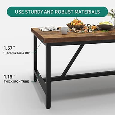 YITAHOME 70.8" Large Kitchen Dining Room Table for 6-8 People, Rustic Brown Farmhouse Industrial Wood Style Rectangle Apartment Dinning Room Dinette Tables for Eating Dinner - Image 6