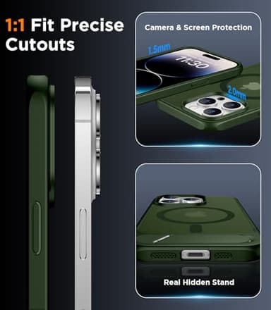 Temdan Magnetic Compatible with iPhone 14 Pro Max Case, [Built-in Invisible Kickstand][Compatible with MagSafe] [Military Grade Shockproof] Slim Translucent Matte Phone Case for iPhone 14 Pro Max 6.7" - Image 6