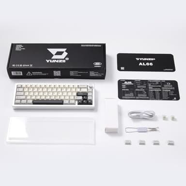 YUNZII AL66 Wireless Mechanical Keyboard,Full Aluminum CNC,65% Knob Control,Bluetooth/2.4G/Wired,Hot Swappable Pre-lubed Switches,Gasket Mounted RGB for Win/Mac(Milk Switch, Silver) - Image 8