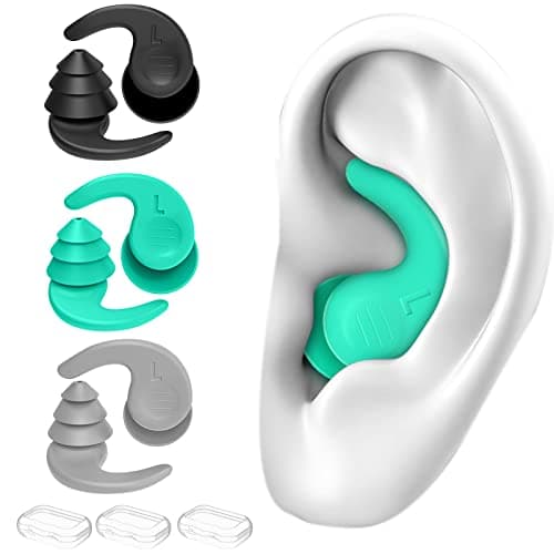 Swimming Ear Plugs for Adults,3 Pairs Waterproof Reusable Silicone Swim Earplugs for Swimming Surfing Snorkeling Showering and Water Pool,Beach,Ocean (Adults & Teens 14+) - Image 1