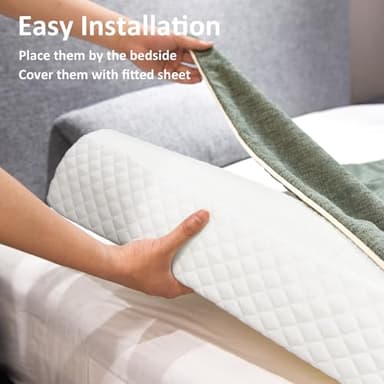 Shinnwa Bed Bumpers for Toddlers (2-Pack) Memory Foam Rail & Adults, Safety Guard Queen, King, Full Bed, Sleep Long Pillow Pads with Non-Slip Bottom Machine Washable Cover - Image 2