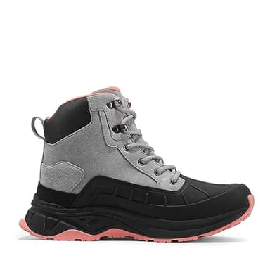 NORTIV 8 Women's Waterproof Hiking Boots Lightweight Outdoor Trekking Camping Trail Work Boots Duck Boots SNHB2312W Size11 Light Grey/Pink - Image 9