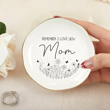 WANDER PRINTS for Mother - Ceramic Ring Dish Jewelry Tray for Mom - 50th 60th 70th 80th Birthday Gifts, for Mommy from Daughter, Son - Remember I Love You Mom - Image 6
