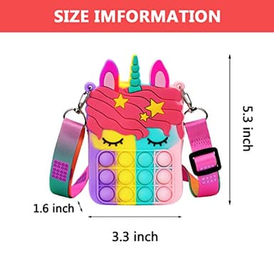 Civan Small Pop Purse,Unicorn Pop Purse for Girl Boy and Women Pop Bag with Unicorn Pop Toy,Shoulder Bag Fidget Toys Pop Fidget Backpack Toy for ADHD Anxiety School Backpack Silicone Bag Pop for Girls - Image 2