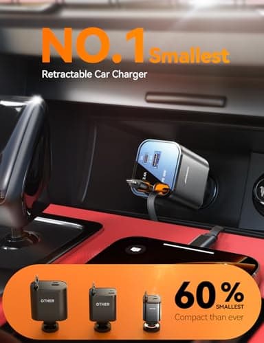 [2025 Ultra-Compact] 84W Retractable Car Charger, [PD 45W] Car Charger USB C for iPhone 16 17 Pro Fast Charging, Car Accessories Travel Essentials Gifts for Women Men for iPhone 17 Air 16 15 14 13 12 - Image 7