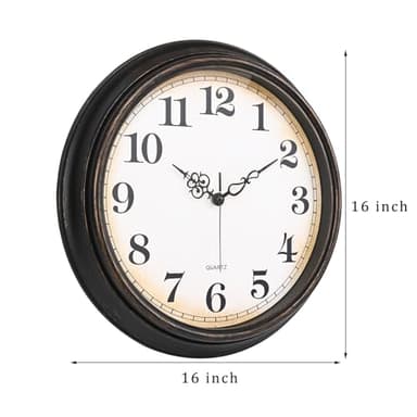Yoiolclc Large Wall Clock 16 Inch Silent Non-Ticking Vintage Wall Clocks Battery Operated for Living Room Office School (Bronze) - Image 4