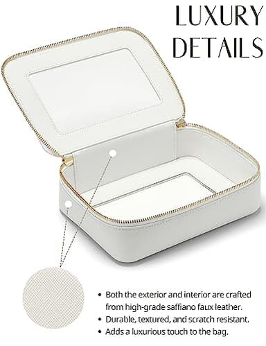 Popvibe Clear Makeup Case White Toiletry Bag Travel Medium Clear Cosmetic Bag with Zipper, Small Make Up Bag Organizer Traveling TSA Approved Transparent Bag Car for Essentials - Image 4