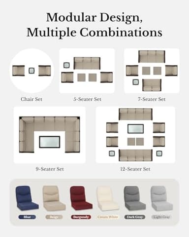 HILLGA Luxury Patio Furniture Set with 6-inch Thick Cushion, Outdoor High Back Swivel Rocker Patio Chairs, 3PCS Wicker Conversation Set for Deck Yard and Poolside, Blue (V2) - Image 7