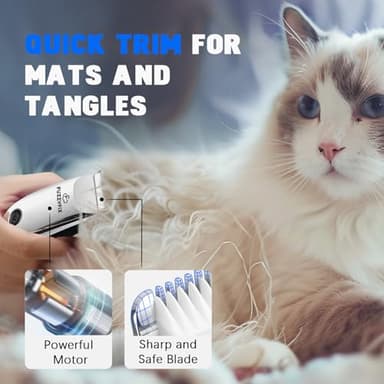 FuzzyFix Pet Grooming Clippers for Matted Hair Cat, Trimmer for Low Noise, Waterproof Portable USB Rechargeable Professional Cat Cippers for Dogs and Cats Eyes, Ears, and Paws Silver - Image 3