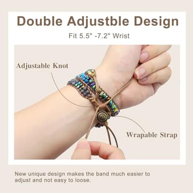 JR.DM Boho Beaded Bands for Women Compatible with Apple Watch 42mm(S3/2/1) 44mm 45mm 46mm 49mm Emperor Stone Blue Bracelet Adjustable Braided Strap for iWatch Series 11/10/9/8/7/6/5/4/SE 3/2/1/Ultra - Image 6