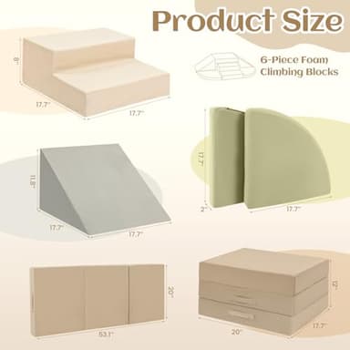 6-Piece Toddler Climbing Toys Indoor, Foam Climbing Toys for Toddlers, Soft Play Baby Climbing Blocks for Crawling and Sliding, Safe Climbing Play Set Indoor Gym Equipment for Toddler1-3, Infant, Baby - Image 4