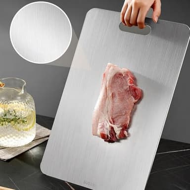 316L Stainless Steel Cutting Boards for kitchen, Katuchef Stainless Steel Chopping Board Non Toxic Food Grade Double Sided Dishwasher Safe Metal Cutting Board Meat Fruit Vegetables(1PC-XXL 12x17.5in) - Image 4