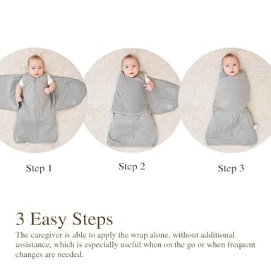 Ftikvo Swaddle-Blanket Baby Girl & Boy Swaddles Newborn Infant Transition 100% Cotton Wrap Blankets, 3-Way Adjustable Wearable Blanket, TOG 1.0 (Gray Stripes, 0-3 Month) - Image 6