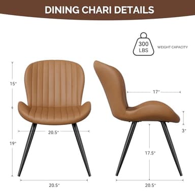 Nalupatio Dining Chairs Set of 2, Modern Dining Room Chairs Comfy Backrest Thick Upholstered Kitchen Chairs 19IN Height with Metal Legs Brown - Image 2